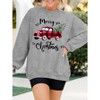 Womens Christmas Sweatshirt Merry Bright Christmas T-Shirt Long Sleeve Lightweight Holiday Pullover Tops - 3 of 4