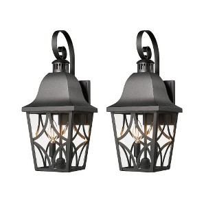 YUHAO Porch, House Exterior, Patio Anti-Rust Waterproof Outdoor Wall Light Modern  Black(2 PACK) - 1 of 4