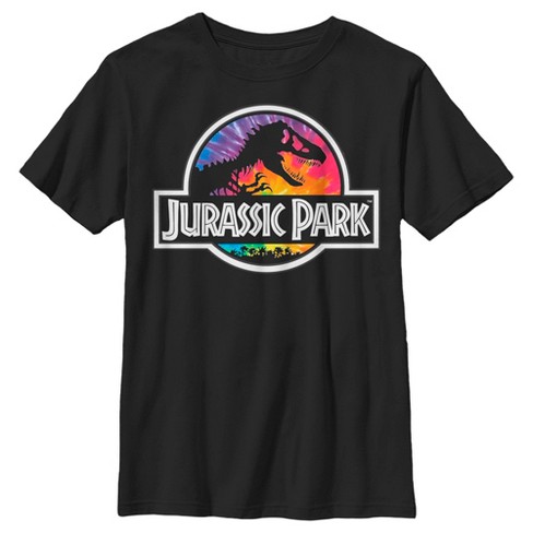 Boy's Jurassic Park Rainbow Tie Dye Logo T-shirt - Black - Medium : Target