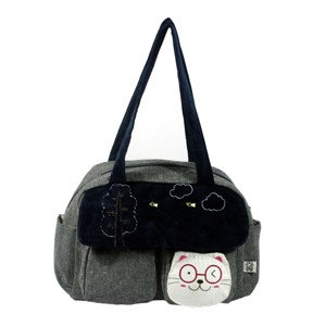 Slickblue Cat Pattern, Soft & Roomy, Shoulder Bag, Travel Style, Gray, Large Capacity - 1 of 4