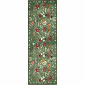 Acekool Floral Washable Rugs - Soft Non-Slip Indoor Area Rugs - 1 of 4