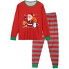 cheibear Christmas Matching Long Sleeve Striped Pants Snowman Tee Family Sleepwear Pajama Set - 2 of 4