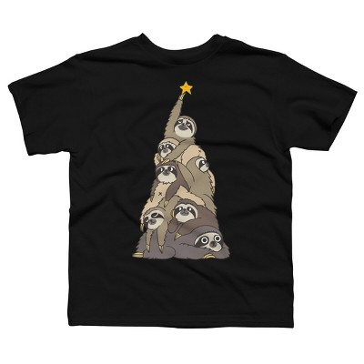 Boy's Design By Humans Christmas Tree Sloths By huebucket T-Shirt