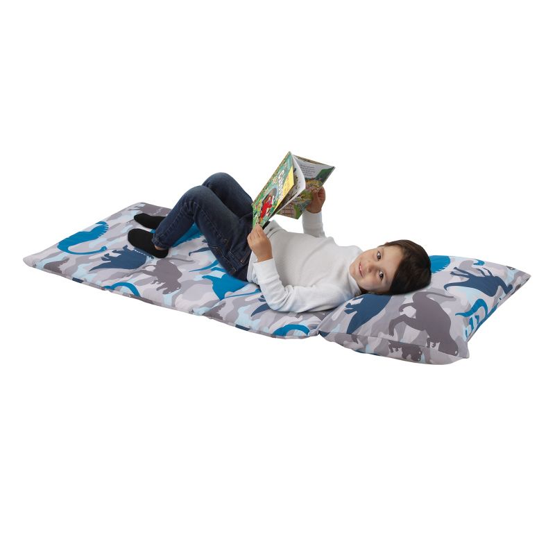 Everything Kids Navy, Grey and Royal Blue Dino Deluxe Easy Fold Nap Mat, 1 of 6