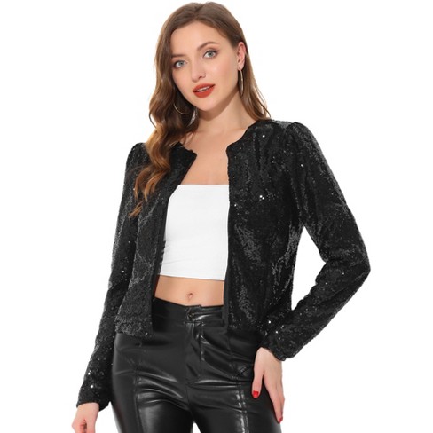 Black sequin crop outlet jacket