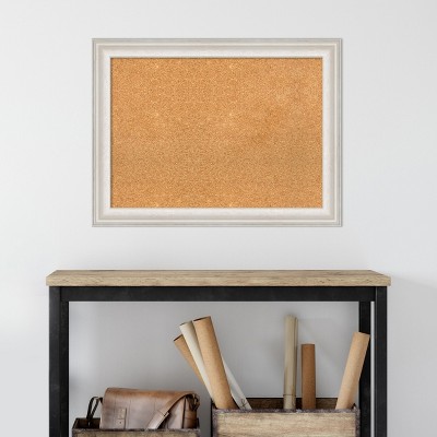 Trio White Wash Silver Framed Natural Corkboard 32" x 24"