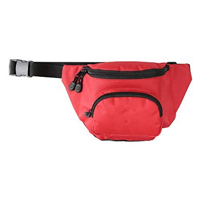 Kemp USA Hip Pack with Mesh Drain Bottom, No Logo, Red