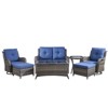 Gymojoy 7 Piece Outdoor Wicker Loveseat Sofa with Patio Swivel Glider Chairs with Coffee Table and Ottoman Sets - 2 of 4
