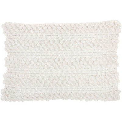Image of 14"x20" Oversize Life Styles Woven Striped Lumbar Throw Pillow White - Mina Victory