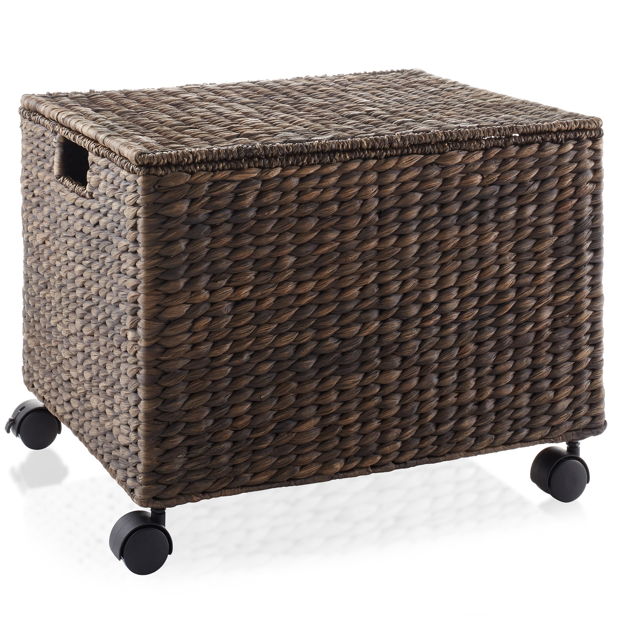 Casafield Rolling Filing Cabinet, Espresso Dark Brown - Water Hyacinth Hanging File Folder Organizer on Wheels, Home Office Storage