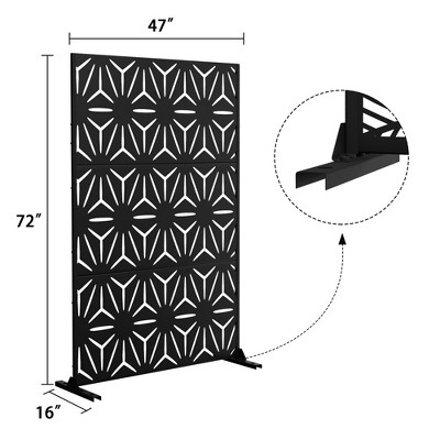Dovelina Black Metal Freestanding Outdoor Privacy Screen 72" x 47"
