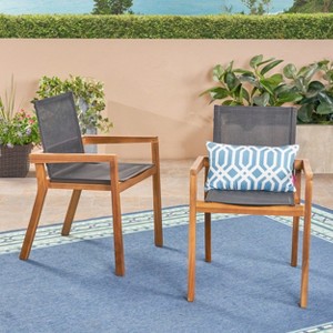 NicBex Mesh Patio Dining Chairs Set of 2,Outdoor Chairs with Acacia Wood Frame,Kitchen Chairs for Dining Room,Patio - 1 of 4