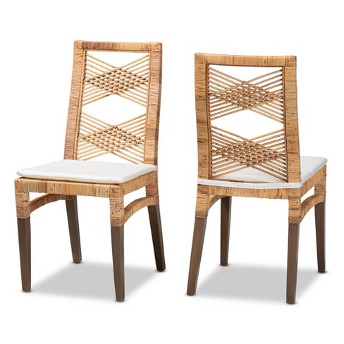 2pc Poltak Rattan Dining Chair Set Brown - Bali & Pari : Target