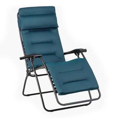 Lafuma R-Clip Batyline Iso Relaxation Patio and Poolside Zero Gravity Outdoor Foldable Lounge Recliner with Removable Canvas, Coral Blue