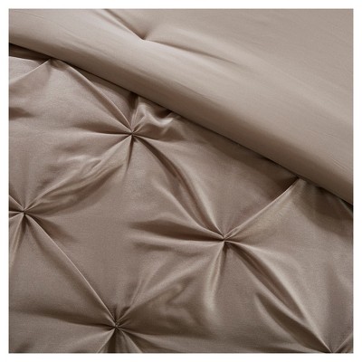 Taupe Queen Microfiber 24-Piece Bedding Set with Tufted Details