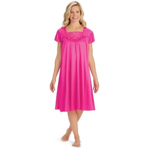 Collections Etc Lace Inset Tricot Nightgown - Elegant Sleepwear - 1 of 4