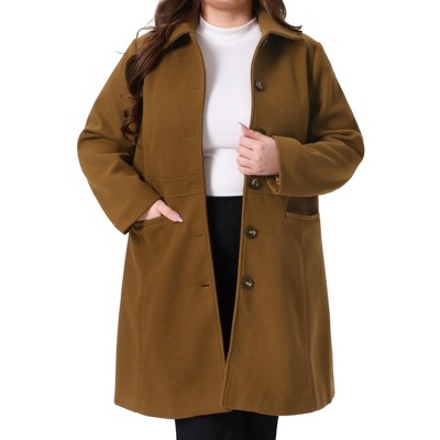 Agnes Orinda Women's Plus Size Winter Single Breasted Back Split with Pockets Long Overcoats