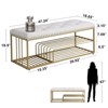 Aoibox Linen Storage Bench with Tufted Seat, Gold Metal Frame Ottoman for Entryway, Bedroom, Living Room, Beige - 2 of 4