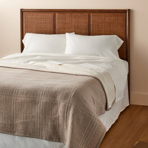 Queen Wood Cane Bed, Medium Taupe