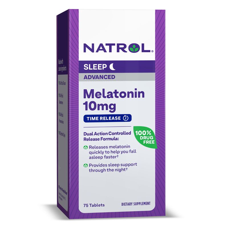 Natrol Melatonin Advanced 10mg Time Release Sleep Aid Tablets - 75ct, 1 of 12
