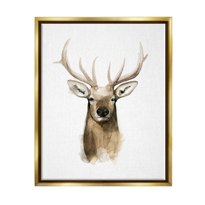 Stupell Industries Deer Portrait WatercolorFloater Canvas Wall Art