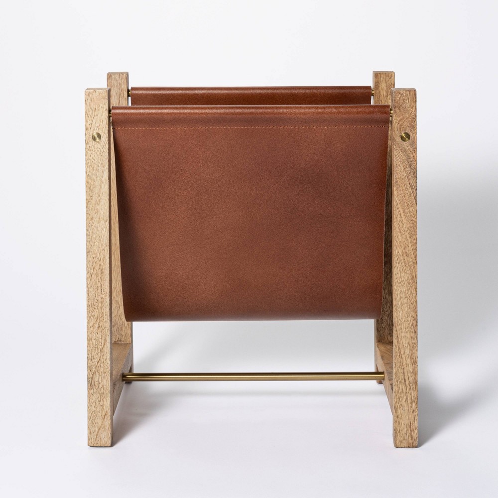 Wood and Leather Magazine Holder Natural - Threshold designed with Studio McGee