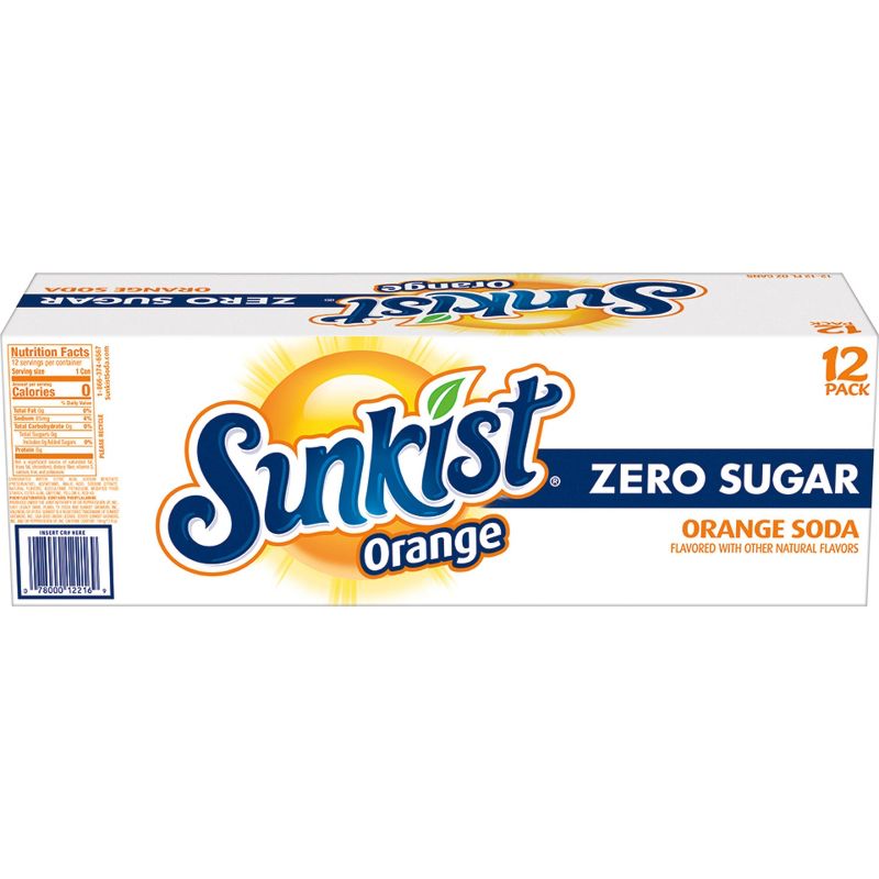 Sunkist Zero Sugar Orange Soda - 12PK/12 fl oz Cans, 6 of 10