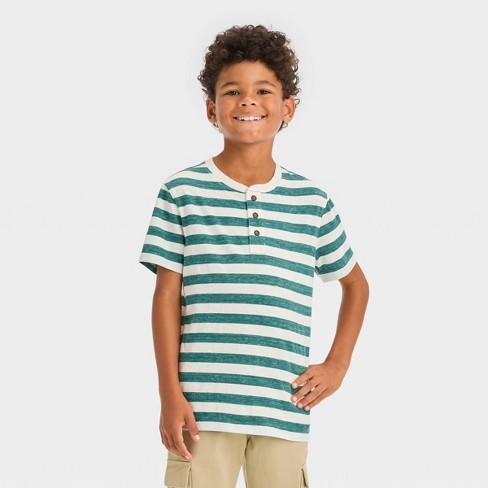 boys green striped shirt