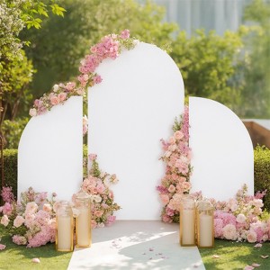 Garvee Arch Cover Set of 3 Spandex Fitted Wedding Arch Cover, Fitted Round Top And Half Moon Arch Backdrop For Wedding Party Decor - 1 of 4