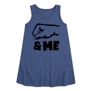 Girls' - Instant Message - Daddy And Me Fist Bump Graphic Sleeveless Aline Dress - 1 of 4
