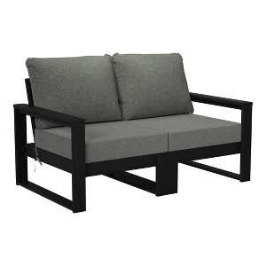 WestinTrends Montara Outdoor HDPE All-Weather Modern Patio Loveseat with Waterproof Cushions - 1 of 4