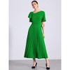 Allegra K Women's Ruffles Short Sleeve Asymmetrical Neck Pleated Hem Midi Dress - 4 of 4