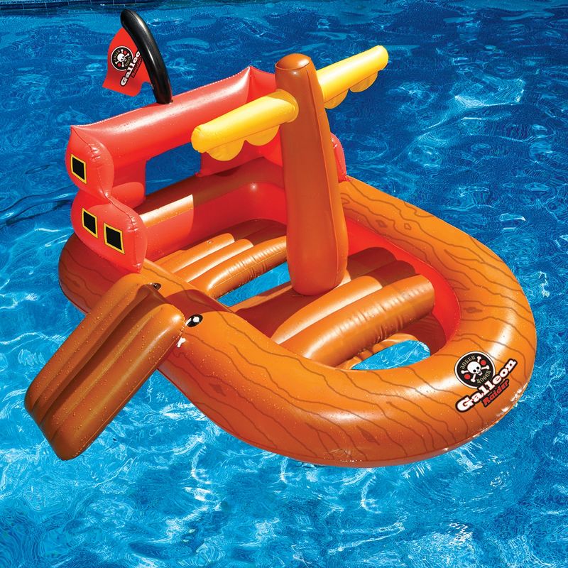 Swimline 62" Inflatable Galleon Raider Pirate Ship Floating Toy - Orange/Red, 3 of 4