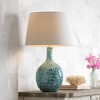 360 Lighting Modern Table Lamp 26" High Teal Glaze Ceramic Gourd White Fabric Drum Shade for Bedroom Living Room House Home Bedside Nightstand Office - 2 of 4