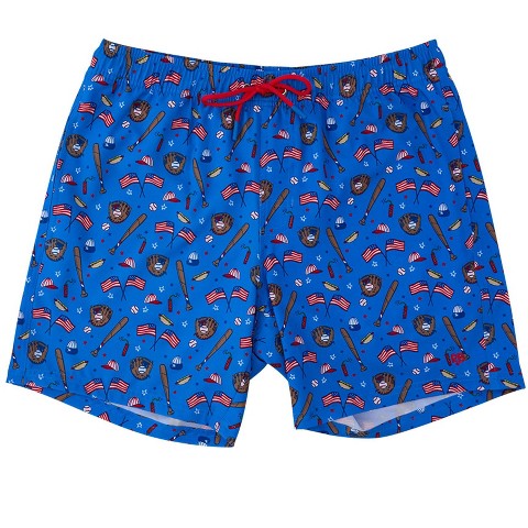 Мужские брюки RuggedButts UPF50+ Men's Stretch Swim Trunks - Blue Stars & Strikes, Men's L