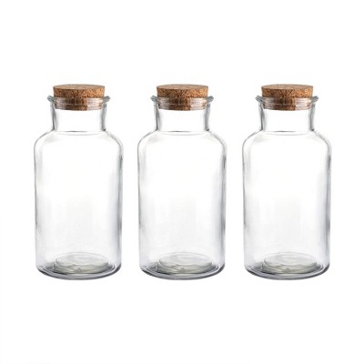 Cornucopia Brands- 16oz Glass Boston Round Bottles With Corks And Black Lids,  Black 3pk : Target