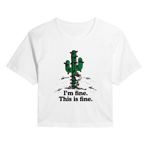 Women's - Peanuts - Im Fine Spike Cropped Graphic T-Shirt - 1 of 4