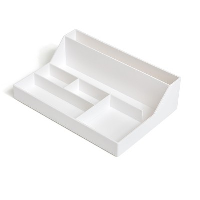 TRU RED 6-Compartment Plastic Desktop Organizer White TR55260