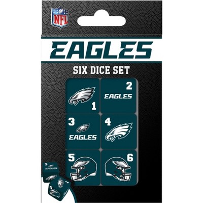 MasterPieces Officially Licensed NFL Philadelphia Eagles - 6 Piece D6 Gaming Dice Set Ages 6 and Up