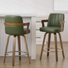 Bekrvio 26" Swivel Counter Height Bar Stools Set of 1/2/3/4,Faux Leather Upholstered Bar Chairs with Back & Arm for Kitchen Island,Black - 3 of 4