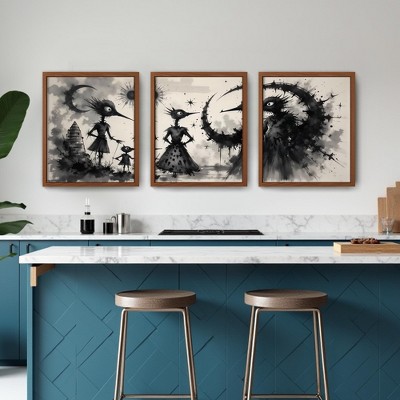 Triple Black MDF Frame Painting, 30*40cm, Decorative Hanging Art