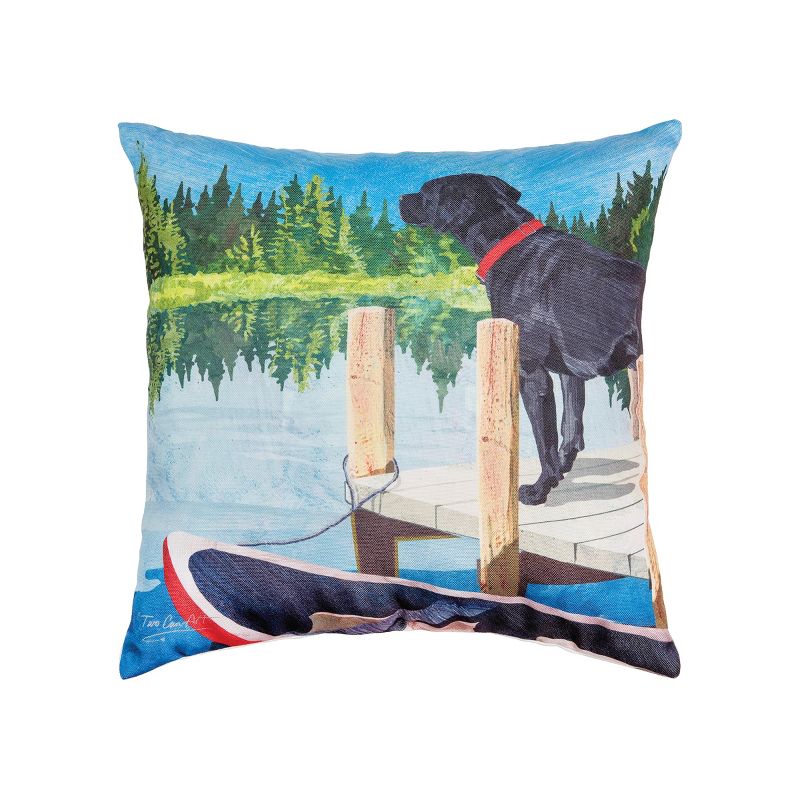 C&F Home 18" x 18" Dog Lake Pier Indoor/Outdoor Decorative Throw Pillow, 1 of 5