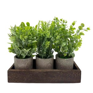 3 Pack Small Artificial Eucalyptus Potted Plants, Fake Greenery Plants in  Pots with Wooden Tray, Small Farmhouse Table Centerpiece Decor : Target