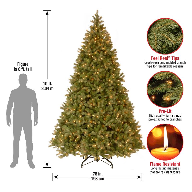 National Tree Company 10 ft Pre-lit 'Feel Real' Artificial Giant Downswept Christmas Tree, Green, Douglas Fir, White Lights, Includes Stand, 6 of 8
