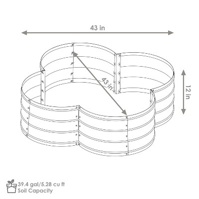 Silver Galvanized Steel 4-Leaf Clover Raised Garden Bed