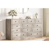 Jojoka 61" Wood Dresser w/ 12 Drawers, Built-in Power Outlet & Metal Glide Rails - Spacious Storage Chest for Bedroom, Living Room & Hallway - 2 of 4