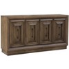 HomeRoots 78" Brown Solid Wood Carved Geometric Sideboard with Four Doors - 4 of 4