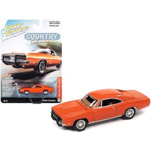 1969 Dodge Charger R/T Orange "Country Charger" 1/64 Diecast Model Car by Johnny Lightning - 1 of 4