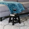 FONTOI Carved Wooden Step Stool with Butterflies Pattern, Ottoman Foot Stools for Living Room Bedroom, Black, 11"*10"*11" - 4 of 4