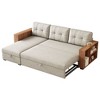 NicBex Modern Pull Out Sofa Bed Linen Convertible Sofa Couch with Storage Chaise and Wooden Handrail for Living Room - 4 of 4
